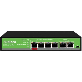 Коммутатор Digma DSP204G-2G-T80, 6×1 Гбит/с, неуправляемый