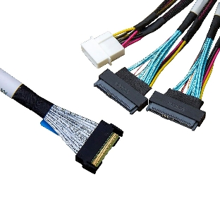 Кабель Amphenol RMC74-2464 Cable MCIO x8 74P (прямой Straight Type) -TO- 2* U.2 (SFF-8639), L:80cm (CMC239)