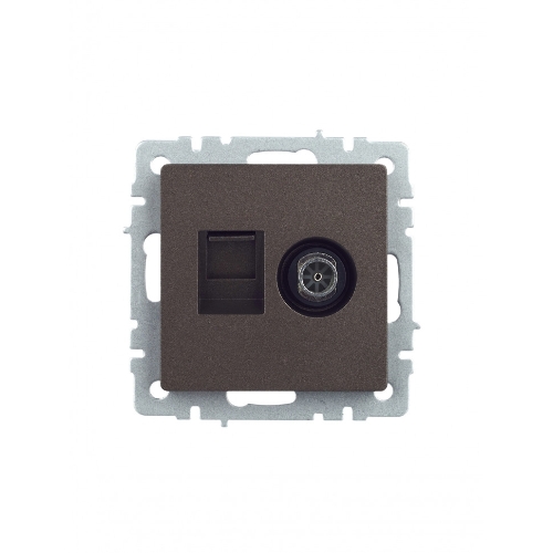 Розетка телевизионная двойная TV+RJ45 IEK BRITE РТВ/РК12-БрТБ кат.5E темная бронза