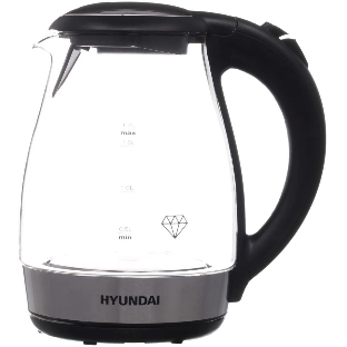 Чайник электрический Hyundai HYK-G2030 1.7 л, 2200 Вт, черный (корпус: стекло)