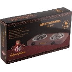 Плита настольная электрическая Матрена МА-062 коричневый, 2 кВт, ТЭН, конфорки - 2, эмаль, поворотные переключатели