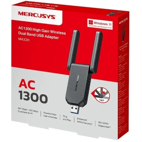 Беспроводной USB-адаптер Mercusys MA32H черный