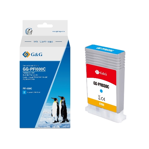 Картридж струйный G&G GG-PFI030C PFI-030C голубой (55мл) для Canon imagePrograf TA-20/30 TM-240/340