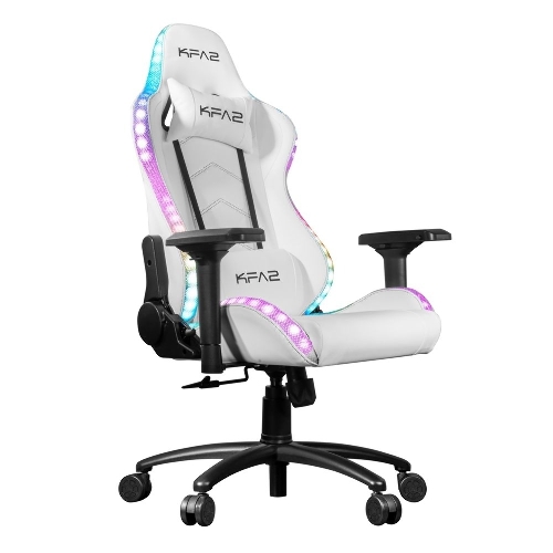 Кресло KFA2 Gaming Chair 01 RGB SE белый, экокожа, RGB-подсветка, подголовник