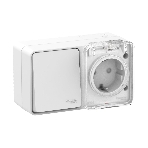 Блок ОП AtlasDesign Profi54 розетка 16А 250В с заземл. защ. шторки + 1-кл. выключатель 10А IP54 бел. SchE