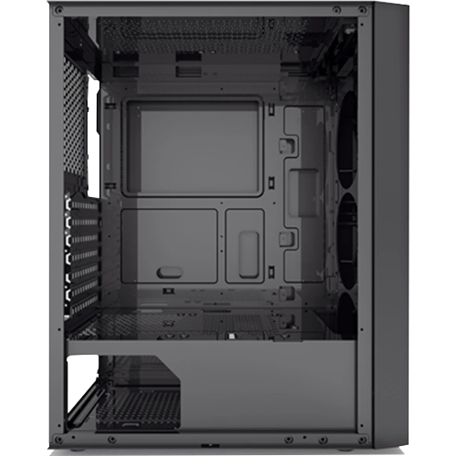 Корпус без блока питания PCCOOLER MA100 MESH BK, Mesh Mid Tower, черный, TG, 0.4 SPCC, 3x120мм ARGb ATX, mATX, mITX 160/310/180мм 2x2.5
