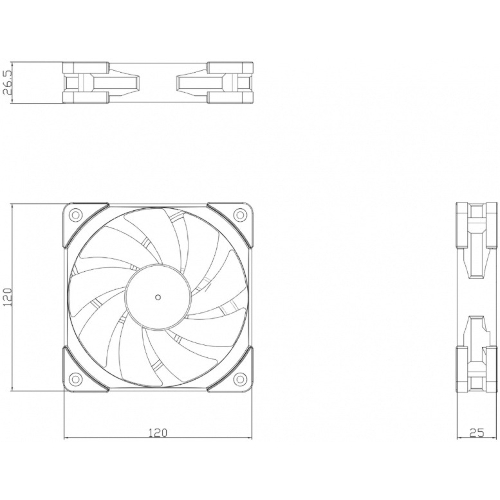 Кулер для корпуса Thermalright TL-C12RW-S V2 Reverse (120x120x25mm, 4-pin PWM, ARGB, 58CFM, 25.6dBA, 1500RPM, White)