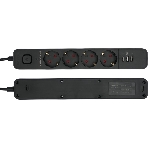 Сетевой фильтр Гарнизон 2.0 Мультипорт EPS-4-U3-B-2, 4 р, 10А, 3xUSB, 2 м, ур.защиты 2+, черный, пакет