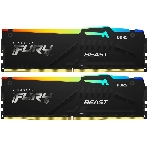 Оперативная память Kingston Fury BeastRGB, DDR5, 64GB (2x32GB), 5600 MHz, CL40, с радиатором, RGB, черный