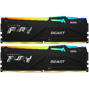 Оперативная память Kingston Fury BeastRGB, DDR5, 64GB (2x32GB), 5600 MHz, CL40, с радиатором, RGB, черный