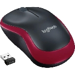 Мышь беспроводная Logitech M185, красный, 1000 dpi, радиоканал, USB, кнопки - 3