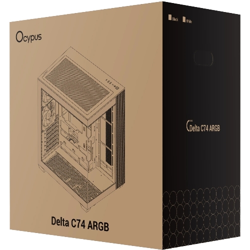 Корпус Ocypus Delta C74 ARGB Black, Midi-Tower, чёрный, 2 x 120 мм