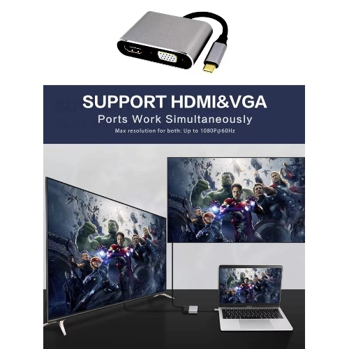 USB-концентратор Telecom TUC055, USB Type-C, HDMI/USB/PD/VGA, USB