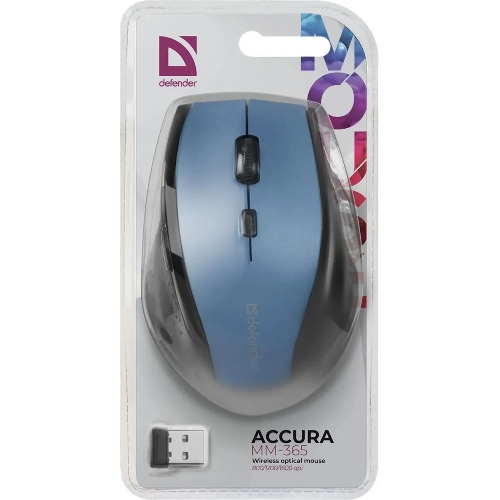 Мышь беспроводная Defender Accura MM-365 синий, 1600 dpi, радиоканал, USB, кнопки - 6