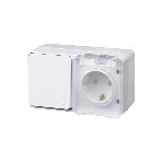 Блок ОП AtlasDesign Profi54 розетка 16А 250В с заземл. защ. шторки + 1-кл. выключатель 10А IP54 бел. SchE
