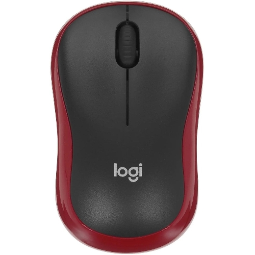 Мышь беспроводная Logitech M185, красный, 1000 dpi, радиоканал, USB, кнопки - 3