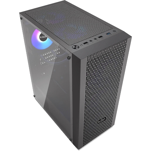 Корпус без блока питания PCCOOLER MA100 MESH BK, Mesh Mid Tower, черный, TG, 0.4 SPCC, 3x120мм ARGb ATX, mATX, mITX 160/310/180мм 2x2.5