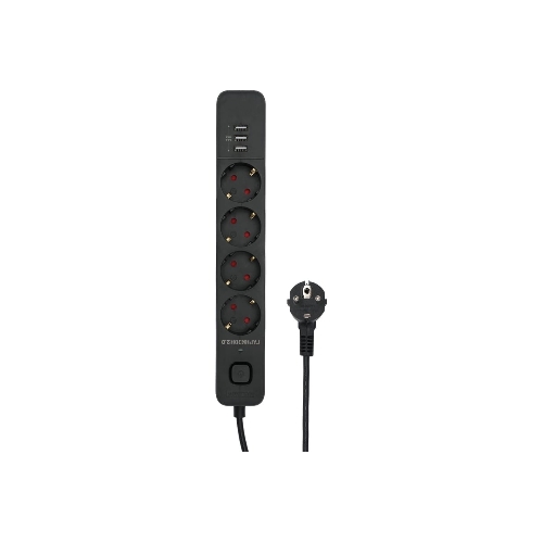 Сетевой фильтр Гарнизон 2.0 Мультипорт EPS-4-U3-B-2, 4 р, 10А, 3xUSB, 2 м, ур.защиты 2+, черный, пакет