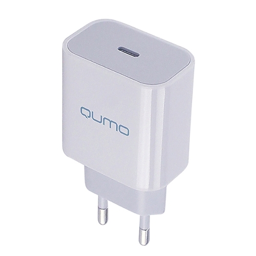 Сетевое зарядное устройство Qumo Energy light PD 20Вт, (модель 0105), USB Type-C PD, + кабель 1м. Type-C на Type-C, белый