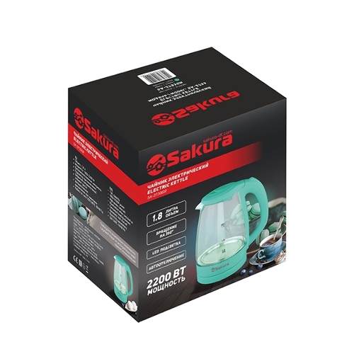 Чайник электрический Sakura SA-2733GR мятный, 1,7 л., 2200 Вт