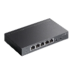 Коммутатор настольный TP-Link TL-SG1005P-PD с 5 гиг. портами (1 порт с входящим PoE++, 4 порта с исходящим PoE+), бюджет PoE: 9, 21, 47 или 66 Вт (зависит от используемого стандарта входящего PoE)