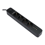 Сетевой фильтр Гарнизон 2.0 Мультипорт EPS-4-U3-B-2, 4 р, 10А, 3xUSB, 2 м, ур.защиты 2+, черный, пакет