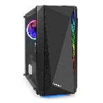 Компьютерный корпус Minitower ExeGate EX294384RUS Mistery R2 (mATX, без БП, 2*USB+1*USB 3.0, аудио, черный, 1 вент. 12см с RGb подсветкой и полоса на передней панели, боковая панель - закаленное стекло)
