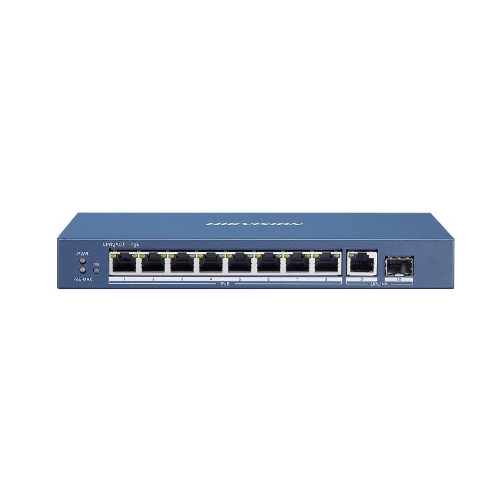 Коммутатор Hikvision DS-3E0510P-E/M, 8×1 Гбит/с PoE+ + 1×1 Гбит/с + 1×1 Гбит/с SFP, неуправляемый
