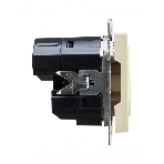 Розетка 1-местная IEK BRITE РЮш10-2-БрКр (BR-R14-16-U21-D31-K10) с заземлением, с защитными шторками, 16А, с USB A+A 5В 3,1А, бежевый