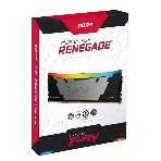 Оперативная память Kingston Fury Renegade, DDR4, 64GB (4x16GB), 3600MHz, CL16, DIMM, с радиатором, RGB, серебристый/черный