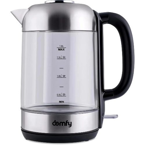 Чайник электрический Domfy DSM-EK401 1.8л. 2200Вт черный/прозрачный (корпус: стекло)