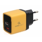 Сетевое зарядное устройство с дисплеем Cablexpert MP3A-PC-53, 35Вт GaN, QC3.0/PD3.0, 1хUSB, 1хType-C, желтый, коробка