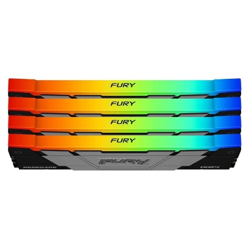 Оперативная память Kingston Fury Renegade, DDR4, 64GB (4x16GB), 3600MHz, CL16, DIMM, с радиатором, RGB, серебристый/черный