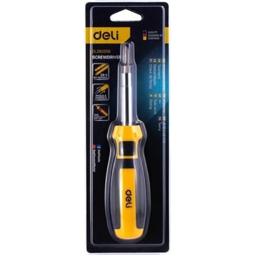Многофункциональная отвертка 6-в-1 Deli DL260206 В комплекте биты SL5, SL6, PH1, PH2