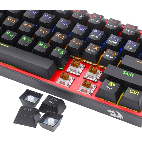 Клавиатура Redragon Fizz проводная, USB Type-A, чёрный/красный