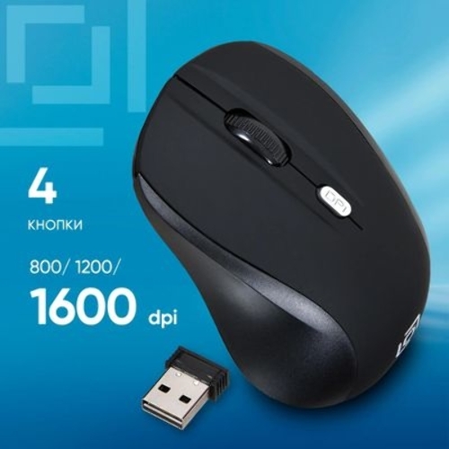 Мышь беспроводная Oklick 415MW черный, 1600 dpi, радиоканал, USB, кнопки - 4