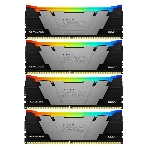 Оперативная память Kingston Fury Renegade, DDR4, 64GB (4x16GB), 3600MHz, CL16, DIMM, с радиатором, RGB, серебристый/черный
