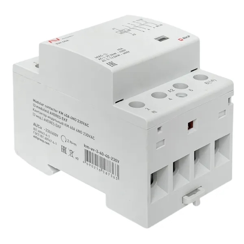 Контактор модульный КМ 40А 4NO 230В AC (3 мод.) AVERES EKF km-av-3-40-40-230V