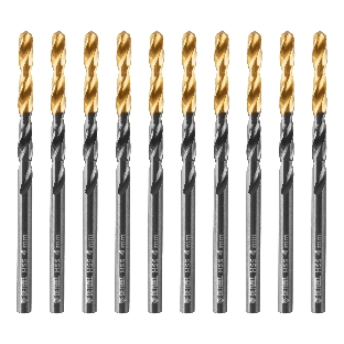 Сверло по металлу Denzel 4 мм, HSS-Tin, Golden Tip, 10 шт.