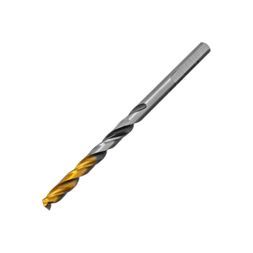 Сверло спиральное по металлу Denzel 5 x 86мм, Р6М5, Golden Tip, многогранная заточка