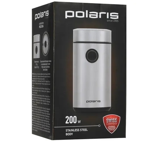 Кофемолка Polaris PCG-2016 200вт, 50гр. нержавеющая сталь