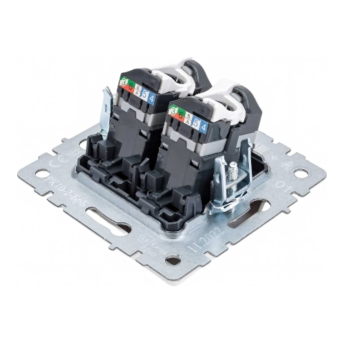 Розетка компьютерная двойная IEK BRITE РК10-2-БрБ RJ45 кат.5E белый