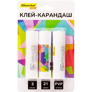 Клей-карандаш Silwerhof Daily 21гр ПВП блистер (упаковка:3шт)