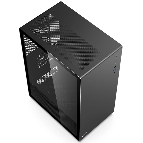 Компьютерный корпус CBR mATX Minitower V500, без БП, 1хUSB 3.0, 2хUSB 2.0, HD Audio+Mic, закаленное стекло, черный [PCC-MATX-V500-WPSU