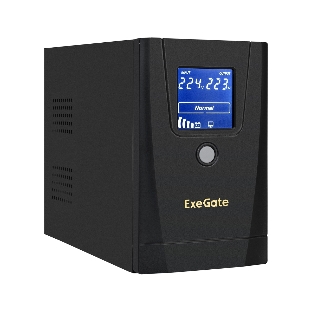 Источник бесперебойного питания ExeGate Power Smart ULB-650.LCD.AVR.1SH.2C13 650VA/360W, LCD, AVR,1*Schuko+2*C13, металлический корпус, черный