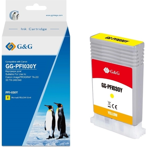 Картридж струйный G&G GG-PFI030Y PFI-030Y желтый (55мл) для Canon imagePROGRAF TA-20/30