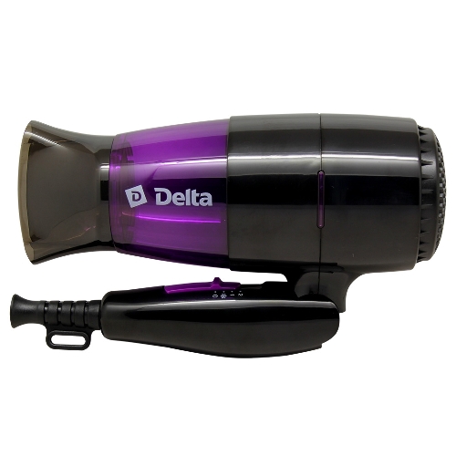 Фен Delta DL-0907 черный/фиолетовый, 1400 Вт, компактный