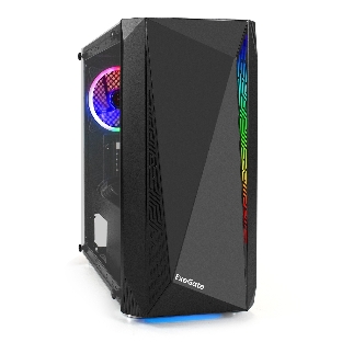 Компьютерный корпус Minitower ExeGate Mistery R2-NPX400 (mATX, БП 400NPX с вент. 12 см, 2*USB+1*USB 3.0, аудио, черный, 1 вент. 12см с RGb подсветкой и полоса на передней панели, боковая панель - закаленное стекло)