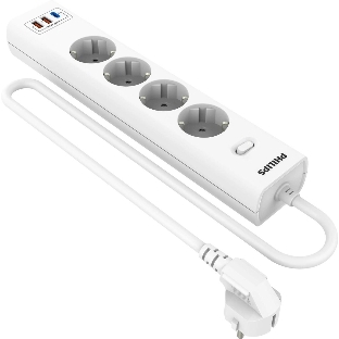 Сетевой фильтр Philips CHP4346WC/51, 5м, 4 розетки, белый