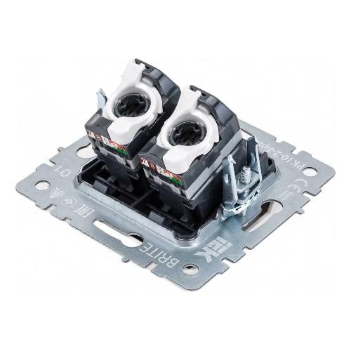 Розетка компьютерная двойная IEK BRITE РК10-2-БрБ RJ45 кат.5E белый